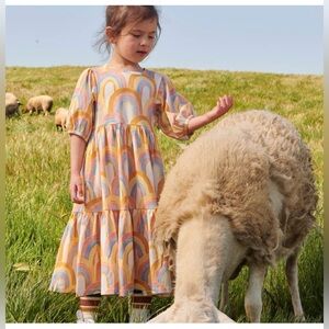 Tea Collection Tiered Colorful Rainbow Patterned Maxi Dress - Sz 16 Girls